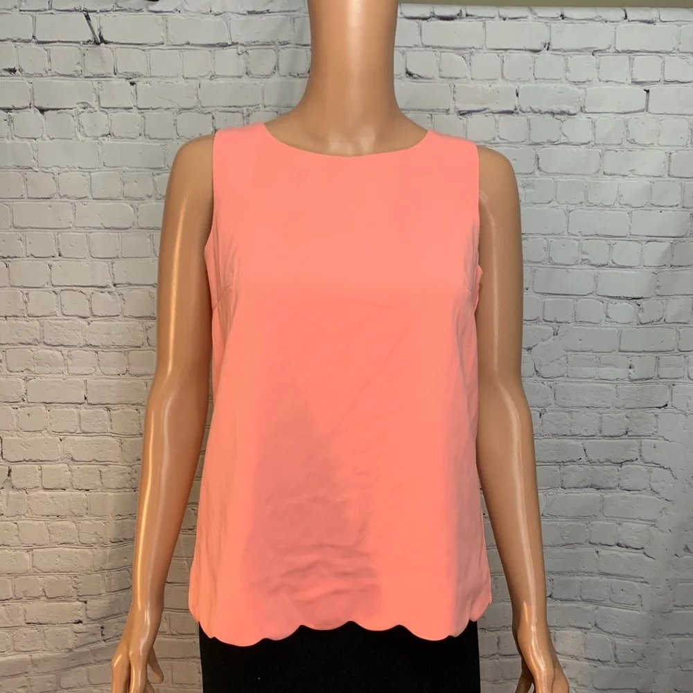 J. Crew coral blouse with back detail size XXS scalloped blouse top